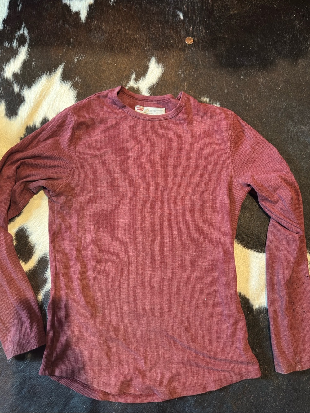 Levi's Waffle-Knit Long Sleeve in Deep Wine
